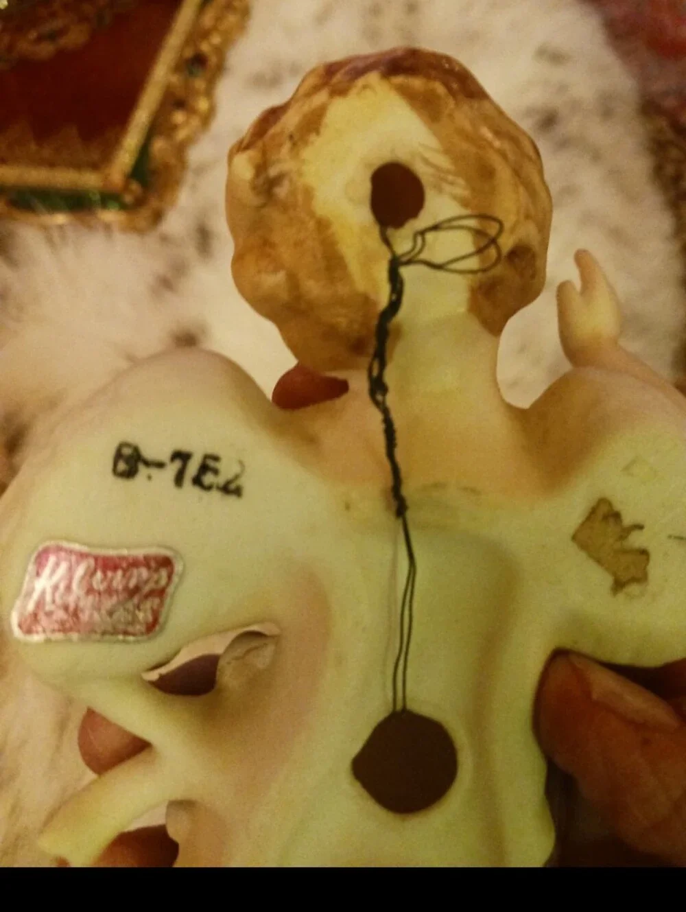 Hand-Painted Cherub Figurines in Cream and Brown - Decorative Home Accent